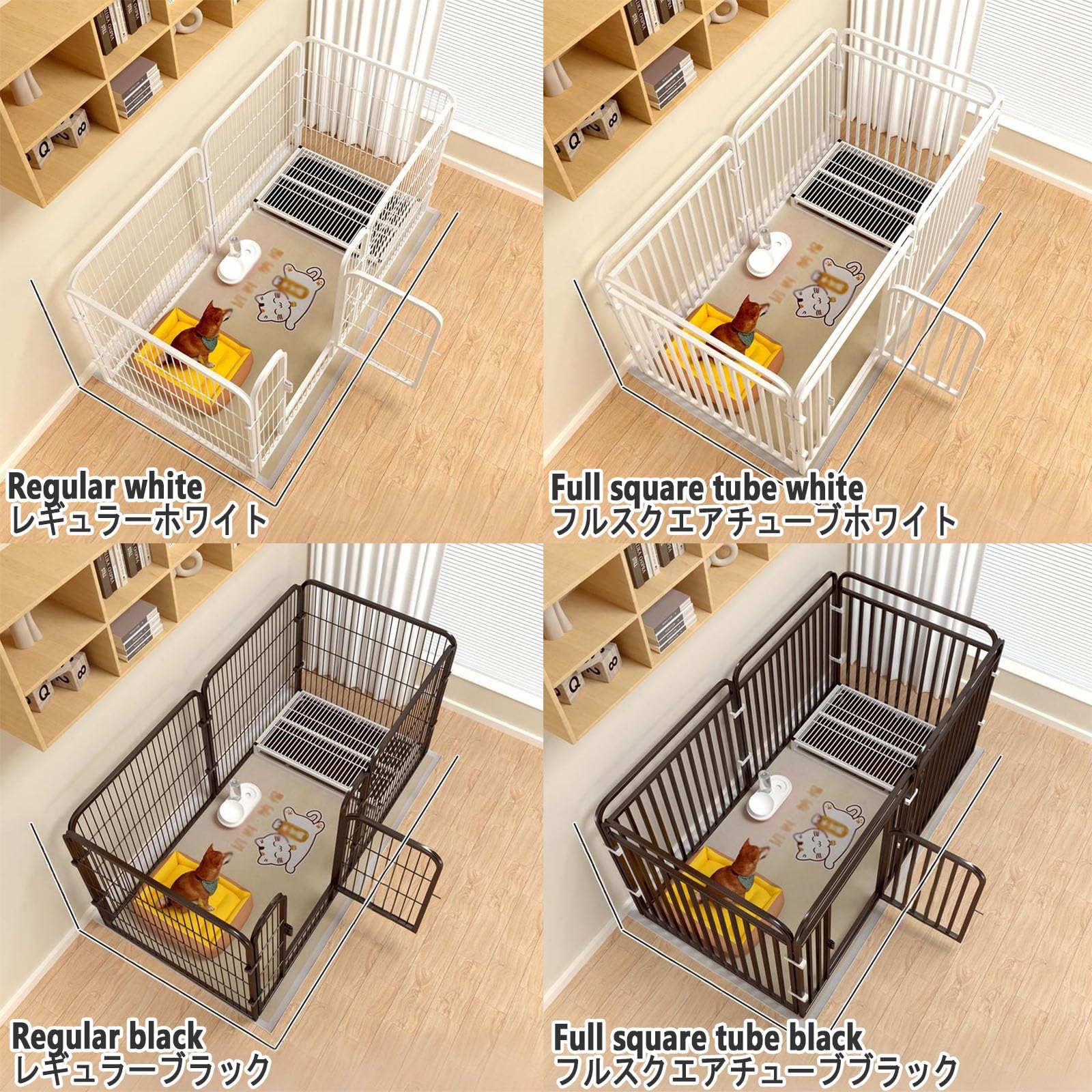 Parque para Perros Vallas para Perros， Corralito para Perros Pequeños y Medianos de Acero para Interior y Exterior，para Cachorros, Gatos, Conejos, Hurones(White,B_47.2X23.6X23.6IN)