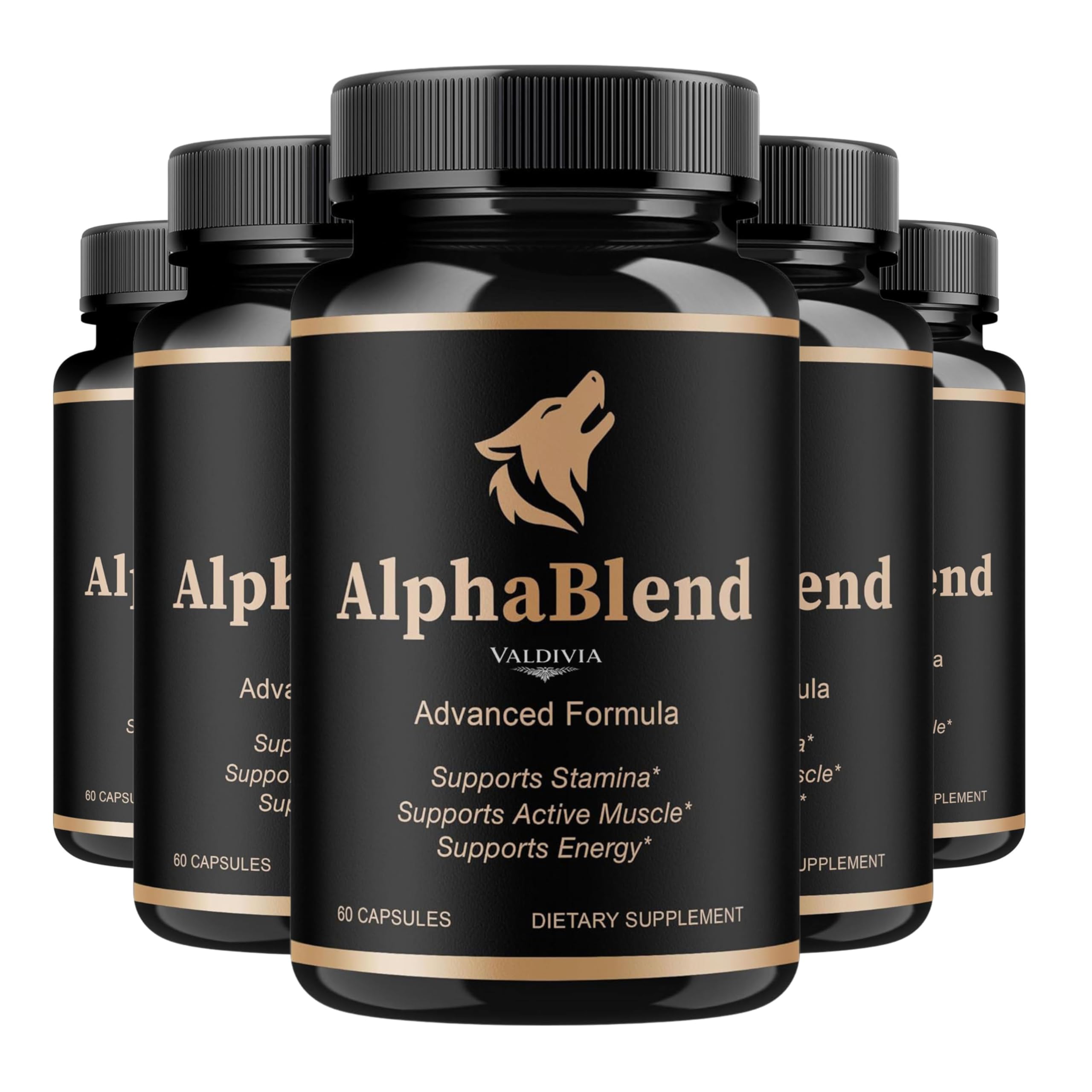 (5 Pack) Alpha Blend Capsules - Official AlphaBlend Advanced Formula Support - Maximum Strength, All Natural Alpha Blend Supplement for Overall Health & Wellness, 300 Capsules for 5 Months
