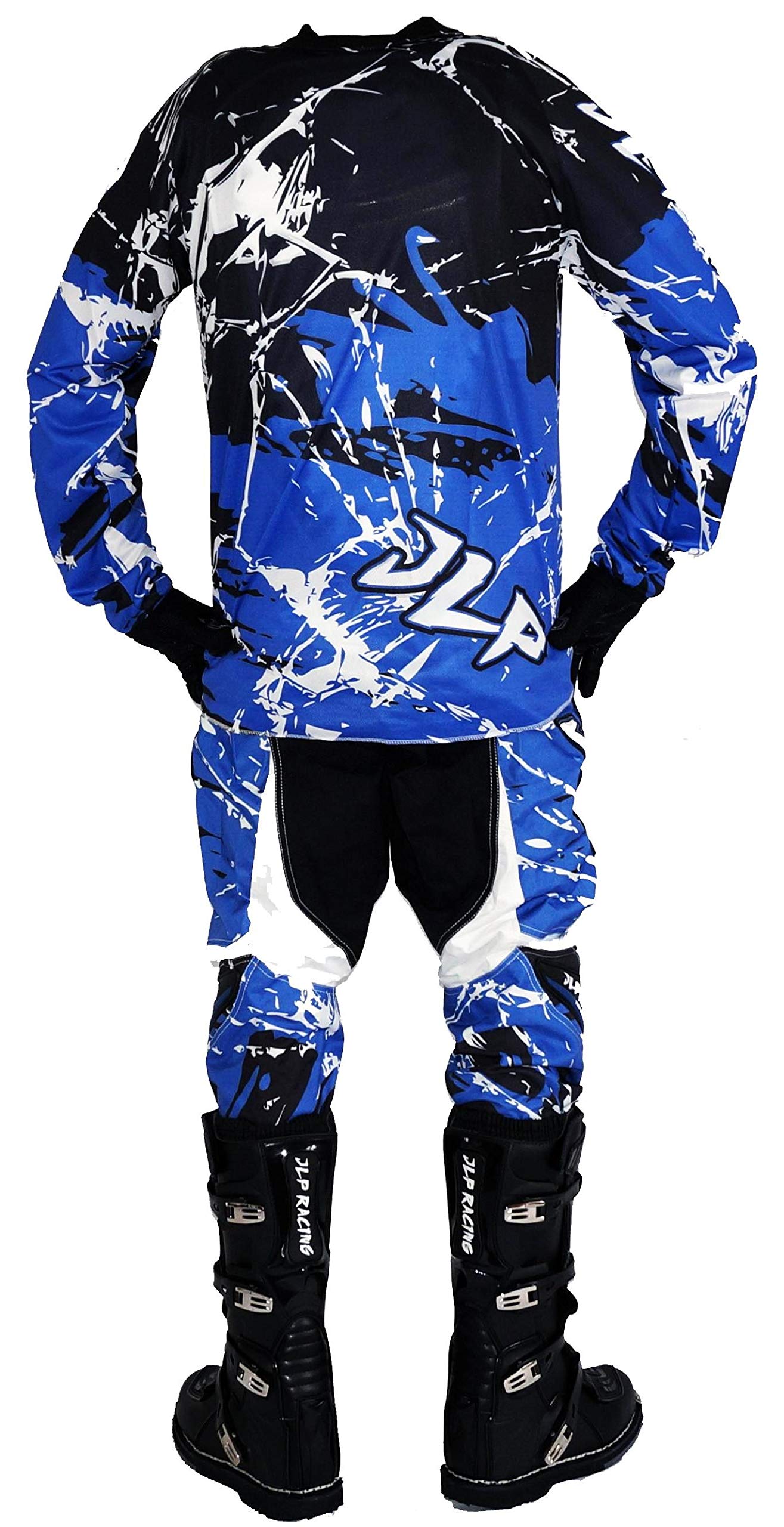 JLP RACING TENUE PANTALON MAILLOT GANTS MOTO CROSS QUAD ENDURO VTT BMX MTB ENFANT BLEU