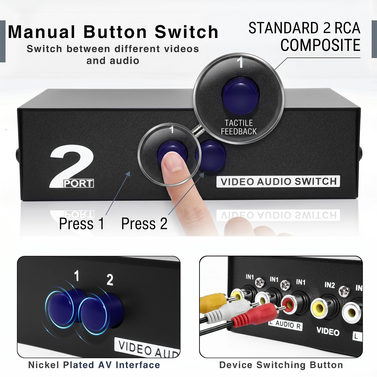 Amazon | Duttek AV切替器, RCAスイッチボックス分配器、2ポートAV
