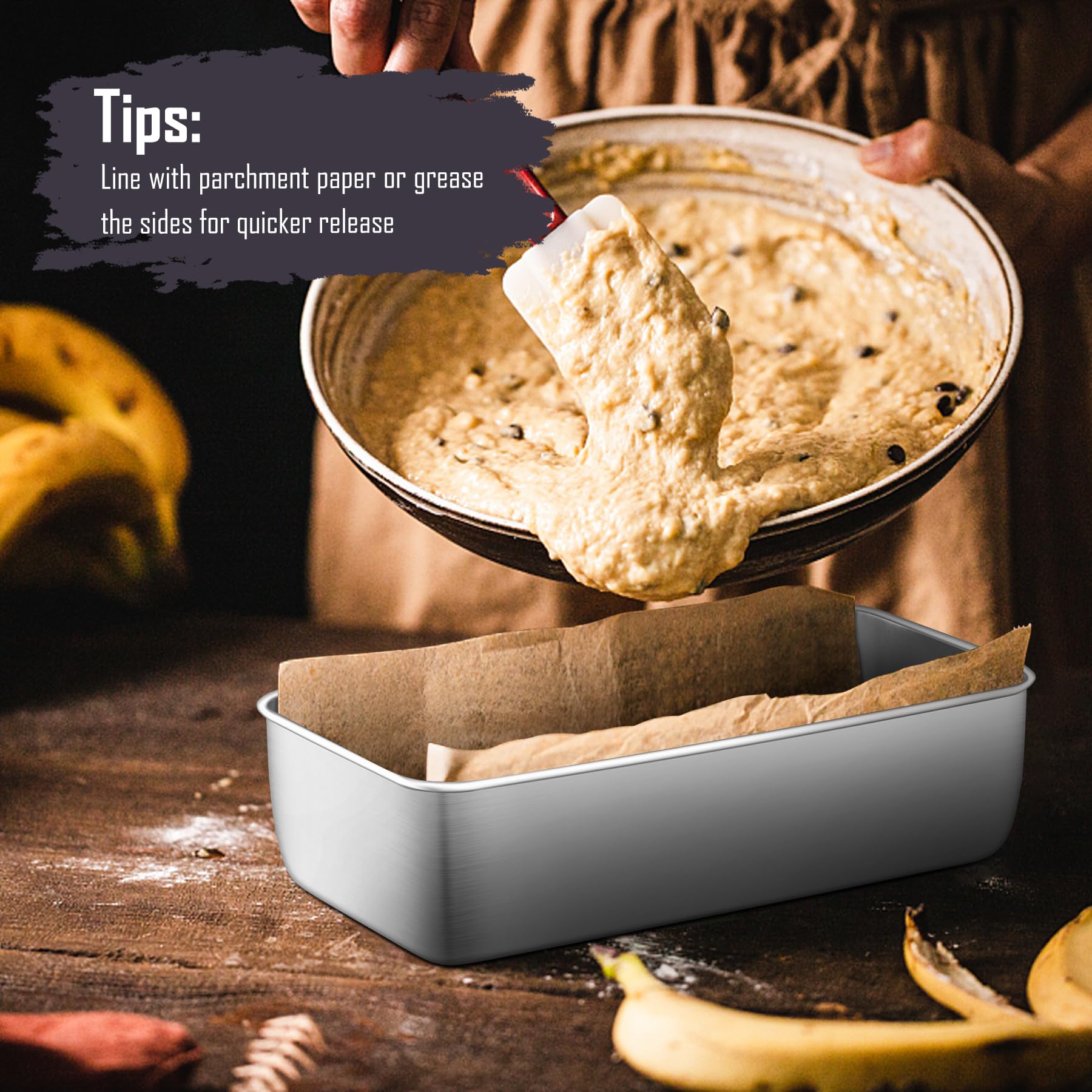 HaWare Lot de 2 grands moules à pain en acier inoxydable de 1,4 kg pour pain banane/gâteau/pains/lasagnes, 31 x 13 x 7,5 cm, sain et durable, passe au four et au lave-vaisselle
