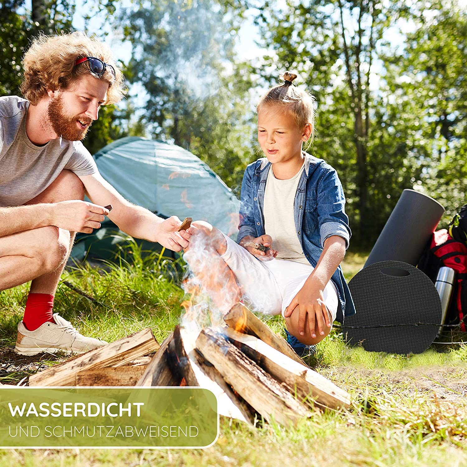 Yate Set 12 doppelte Schaumstoff Sitzkissen mit Griff Kinder Sitzunterlage WASSERDICHT Rund 35 x 35cm für Kindergarten Morgenkreis, Schulen, Waldbühne - 2 lagig, doppelte Stärke