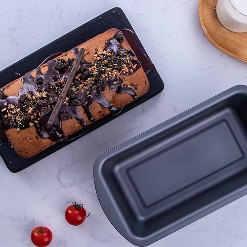 Miniatura 8 de HONGBAKE Juego de 3 moldes para pan para hornear, molde para pan de 1 libra con agarres anchos antiadherentes, paquete de 3, 8.5 x 4.5 pulgadas,