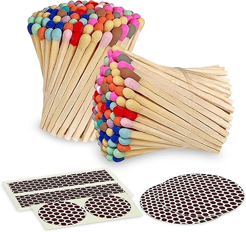 Thankful Greetings - Partidos coloridos de 2 pulgadas con golpeadores  200 pequeños palillos de seguridad arcoíris con almohadillas llamativas