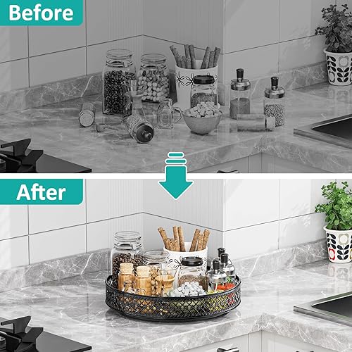 Miniatura 4 de Ovicar Lazy Susan - Organizador giratorio de 11 pulgadas, estante de especias giratorio de metal Lazy Susan para gabinete, despensa, cocina,