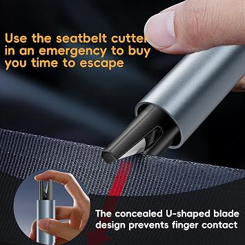 Car Window Breaker, 2 in 1 Car Safety Hammer, Emergency Escape Tool with Seatbelt Cutter, Tungsten Steel Window Breaker for Vehicles & Home