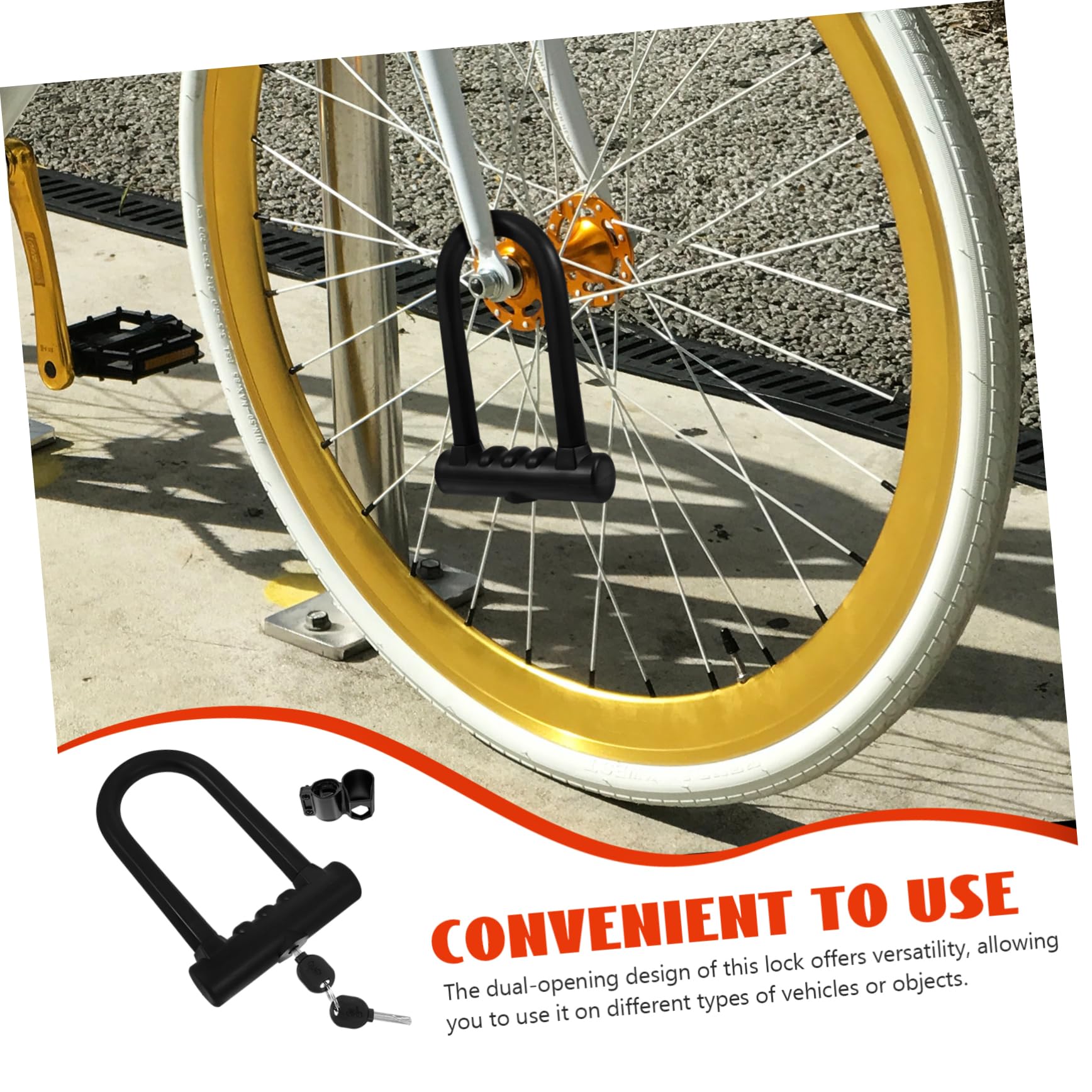 Lucchetto a U per Bicicletta in Silicone e Ferro Nero | Doppia Apertura, Rinforzato e Spesso, per Veicoli a Due Ruote e E-bike, Protezione Antifurto Affidabile