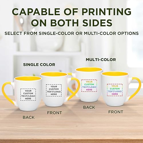 Miniatura 6 de Juego de 10 tazas de café grandes estilo bistro personalizadas de 16 onzas, paquete a granel personalizado, perfectas para café, té, expreso, cacao