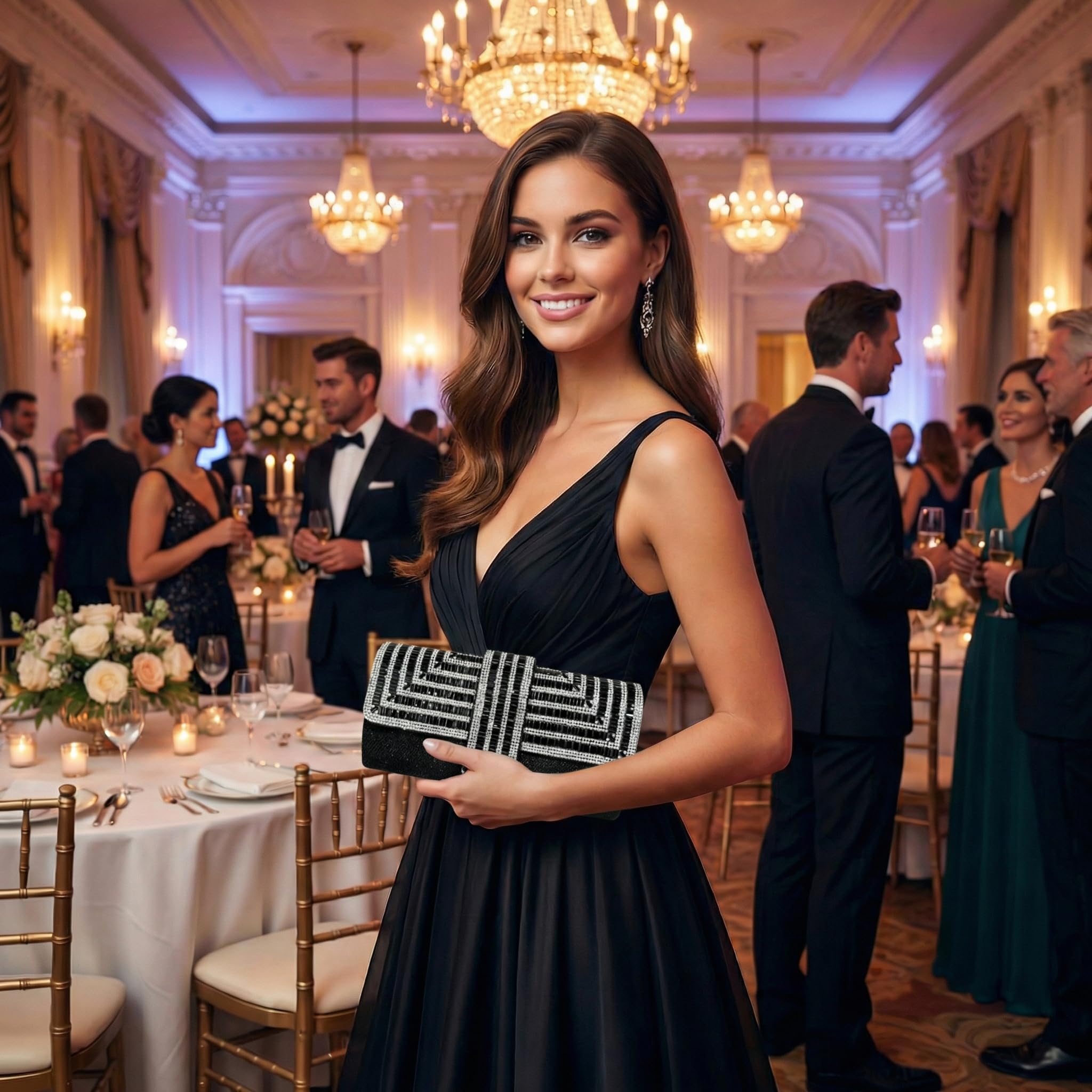 Bolso de mano de noche brillante para mujer, bolso de mano de cadena brillante con cadena desmontable, embrague de diamantes de imitación con purpurina, bolso de hombro femenino con diamantes de