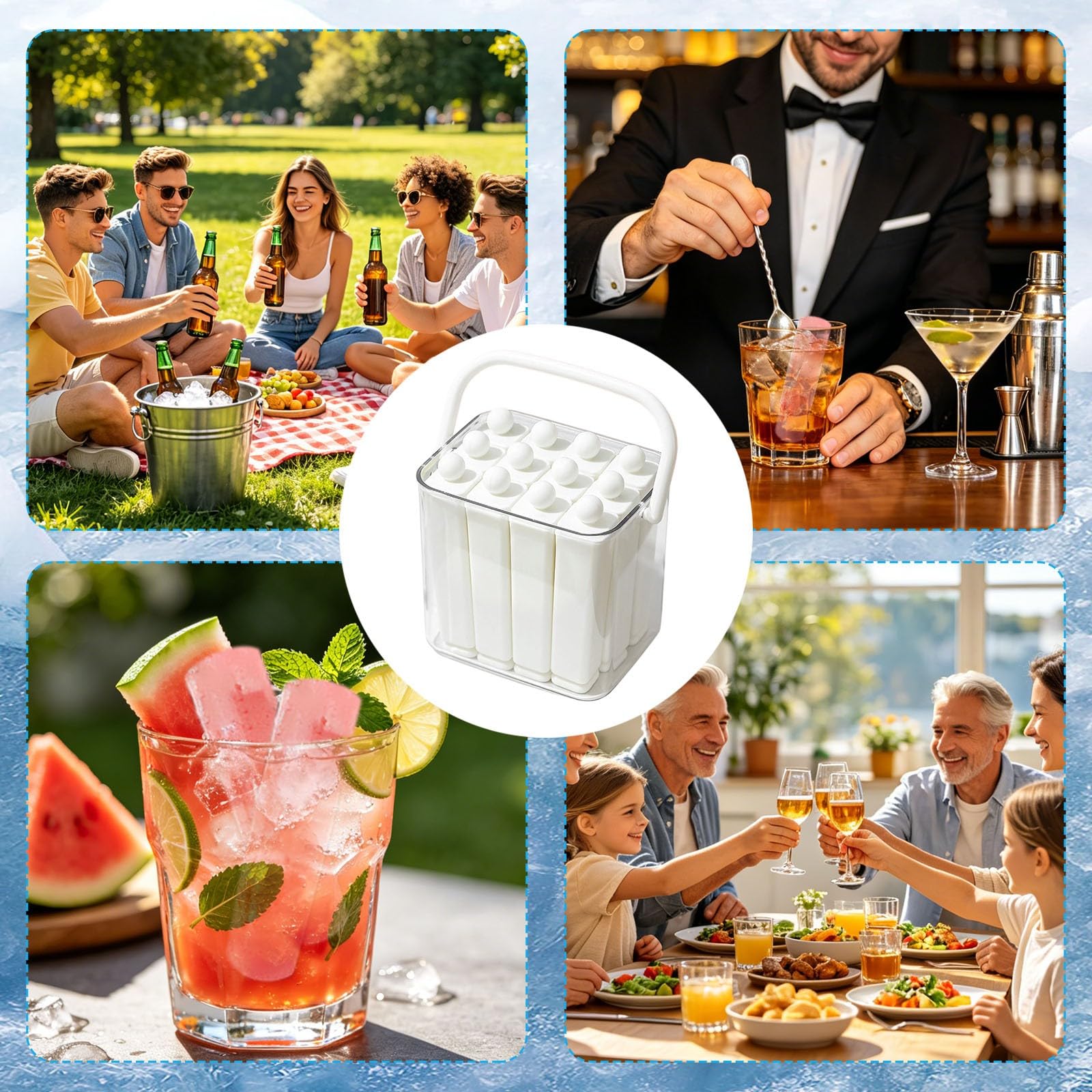 Generisch 2026 Eisstab für hausgemachte Getränke Cocktails, entnehmender Silikon-Eiswürfelbereiter für Sommergetränke Desserts