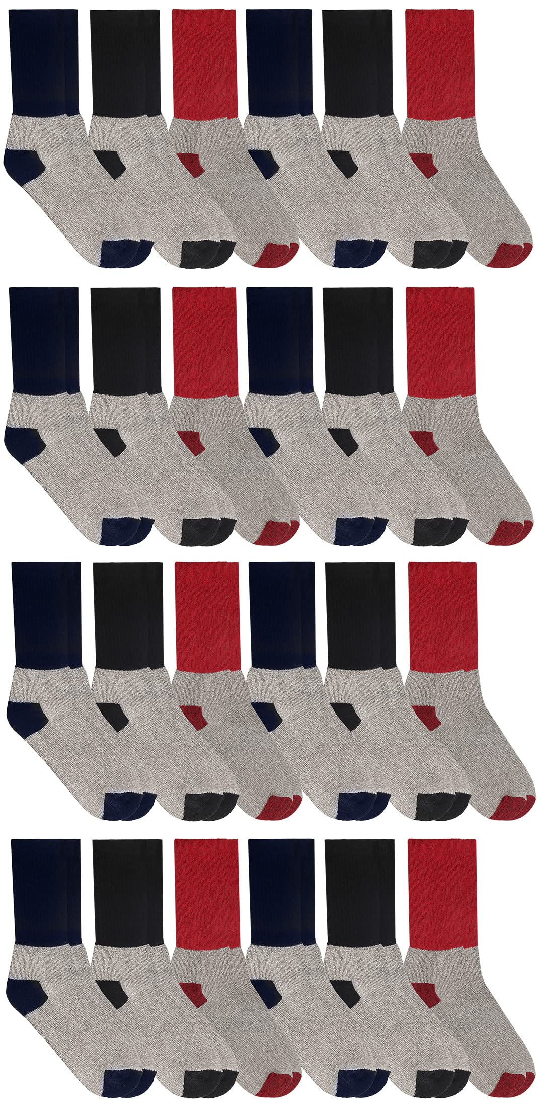 Yacht & Smith 24 Pairs Of Womens Cotton Thermal Crew Socks, Cold Weather Boot Sock Bulk (24 Pairs Thermal Crew)