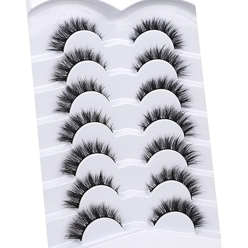 Miniatura 265 de Pooplunch Pestañas postizas de pelo de visón sintético, estilo de ojo de gato, paquete de pestañas postizas naturales esponjosas, paquete múltiple