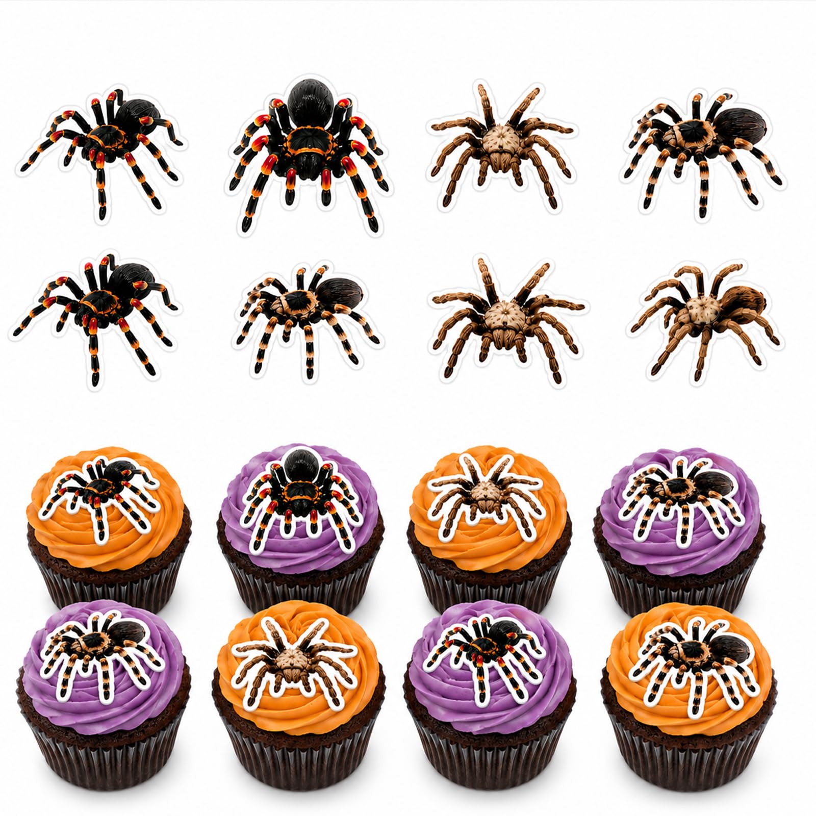 ALLAVA Halloween Cake Decorations Edible Spider Cake Decorations, 48 Pcs