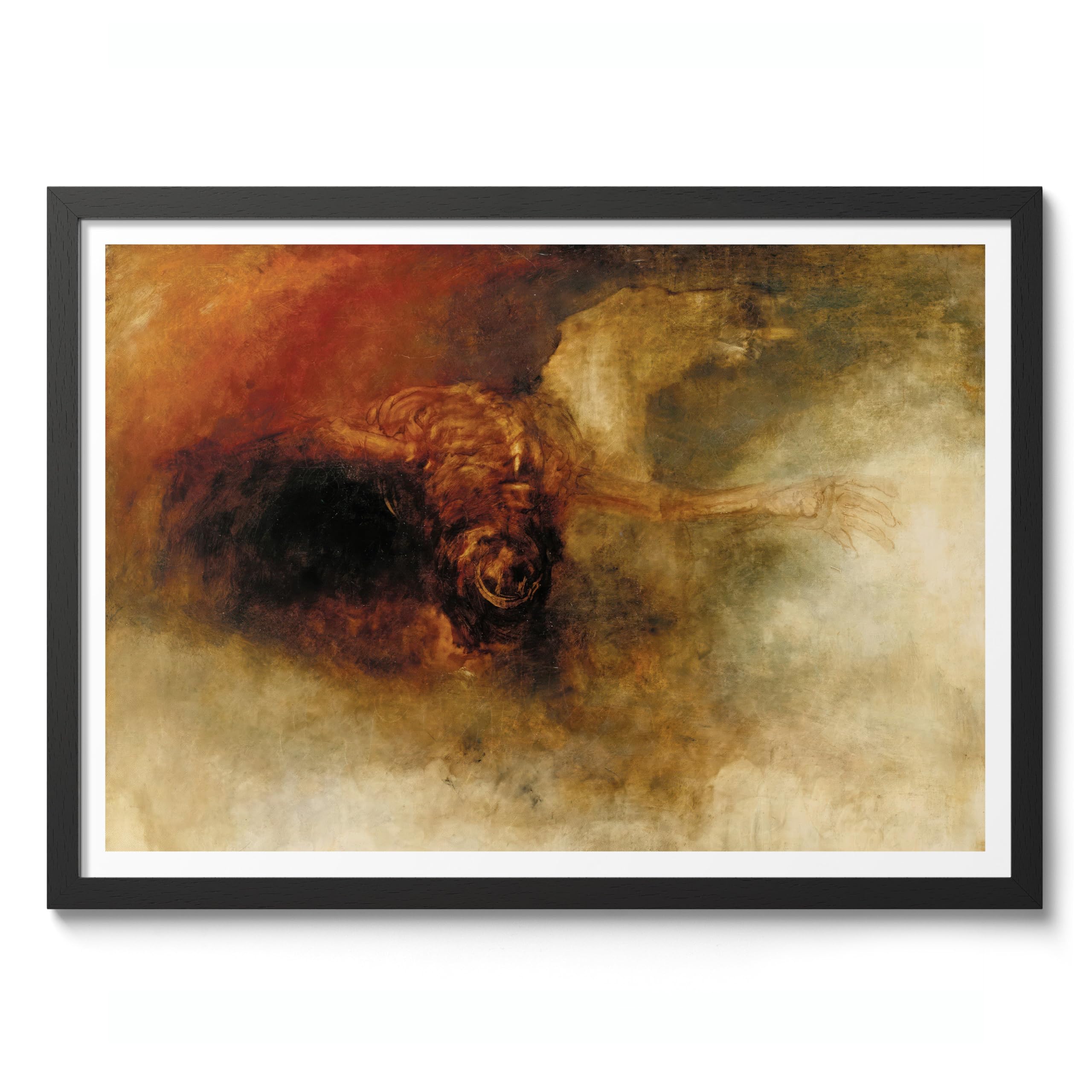Death On A Pale Horse Joseph Mallord William Turner Print, Classic Art Painting Print, Romanticism Art Exhibition Wall Art, Vintage Home Decor Picture, A3 (Black Frame) - 45x32.8cm