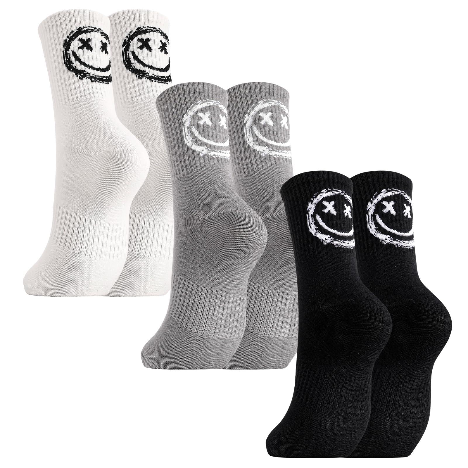Utensilsto 3 paia di calzini ragazzi 30-34 calzini da tennis bambini calzini sportivi Smile calzini per bambini calzini in cotone per bambini calzini per ragazzi ragazze scuola vita quotidiana tempo