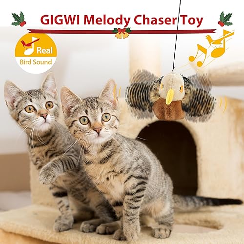 Miniatura 7 de Gigwi Juguete de pájaro colgante, juguetes colgantes para gatos de interior, juguete interactivo activado por movimiento, alas de batir automáticas