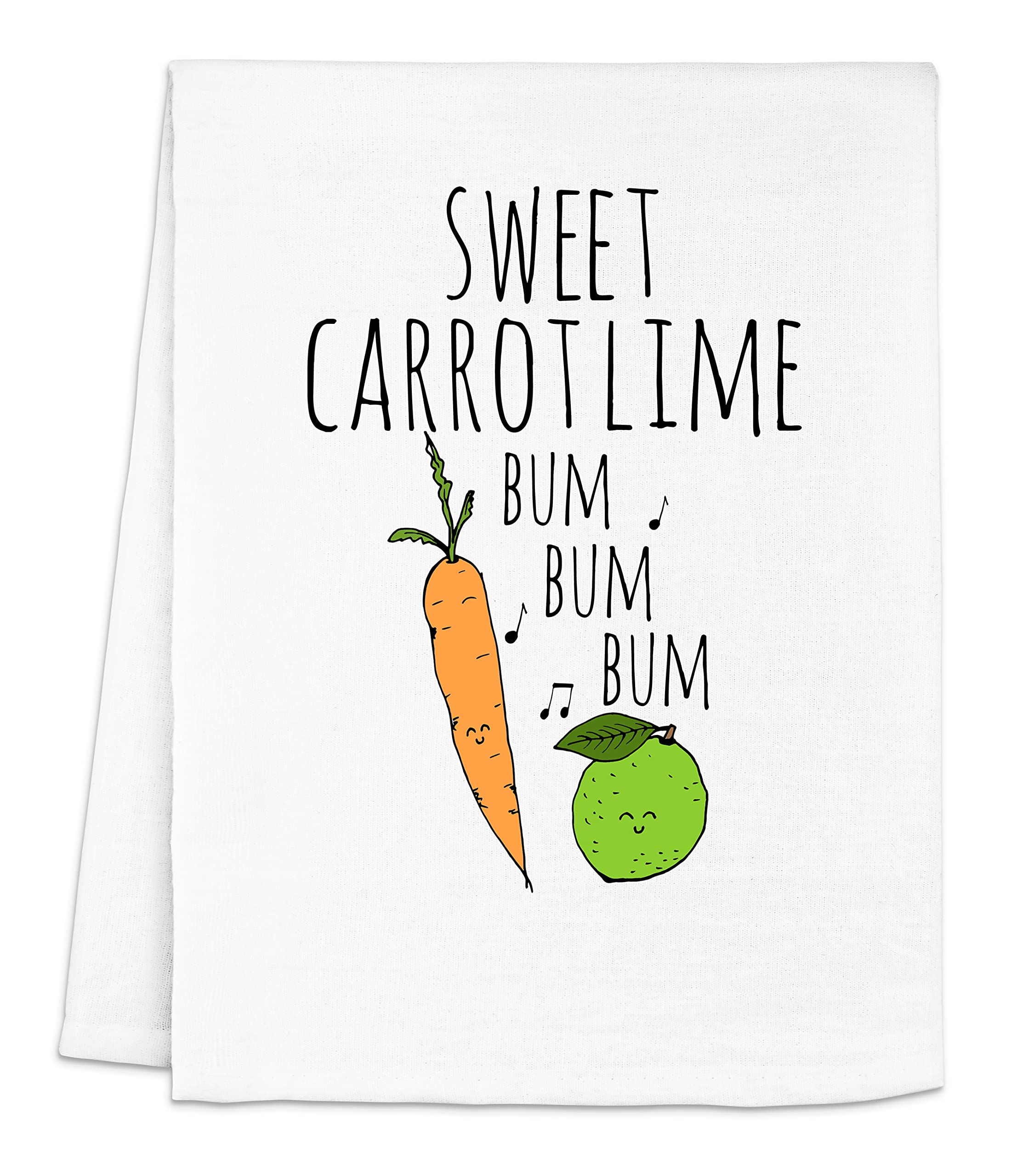 Moonlight Makers, Colorful Funny Kitchen Towels, Sweet Carrot Lime, Flour Sack Dish Towels for Kitchen, Perfect Housewarming Gift, Farmhouse Kitchen