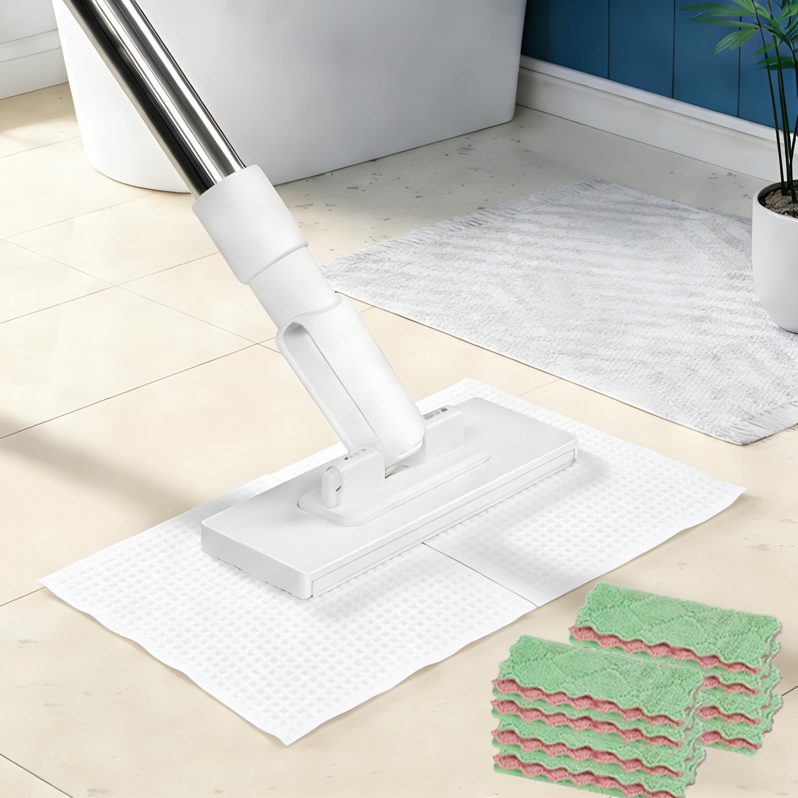 mopuページ Snap Grip Mini Mop Set, Cloth Changing Mini Mops,Wash-Free Mini