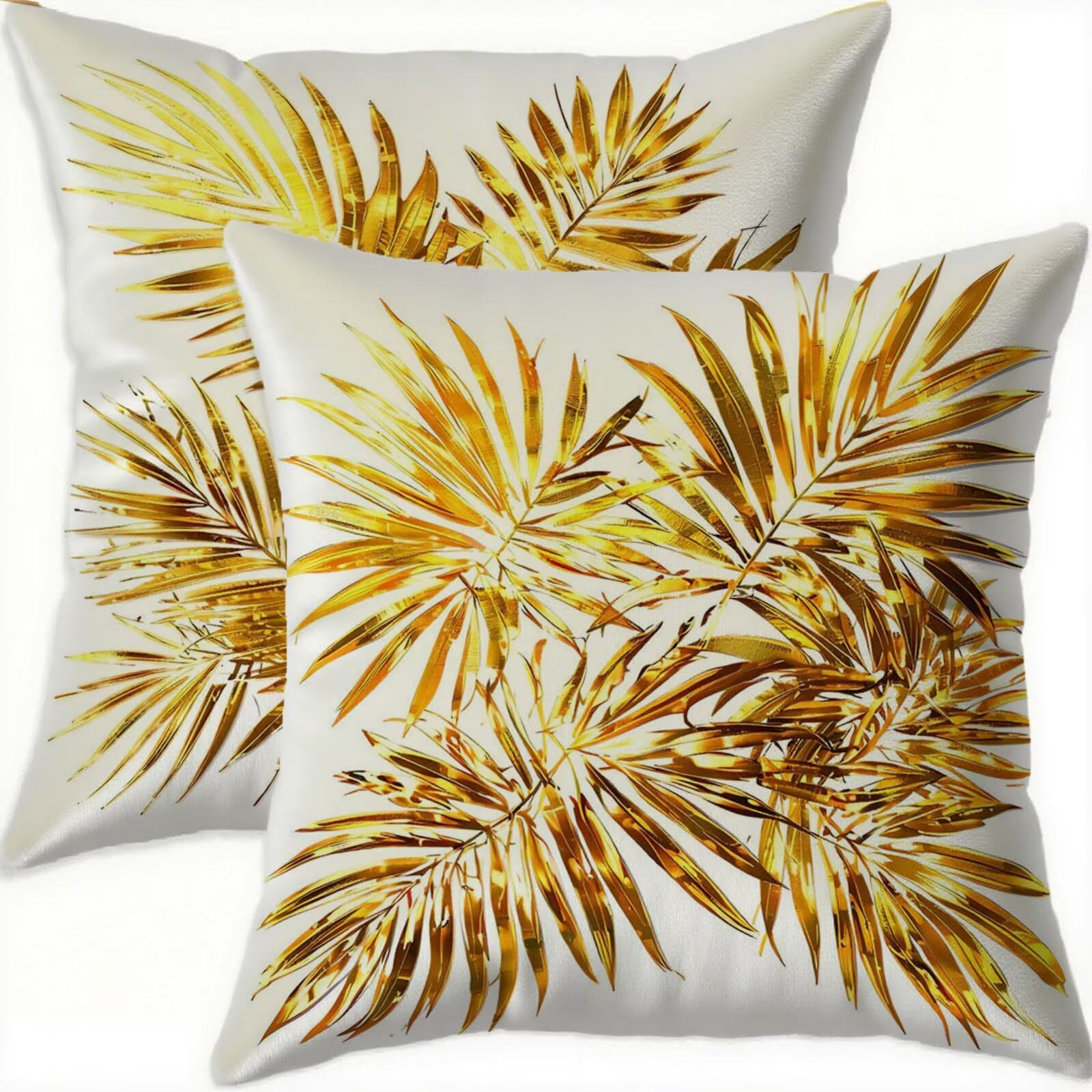 Housses de coussin avec fermeture éclair invisible 70x70 dorées en velours