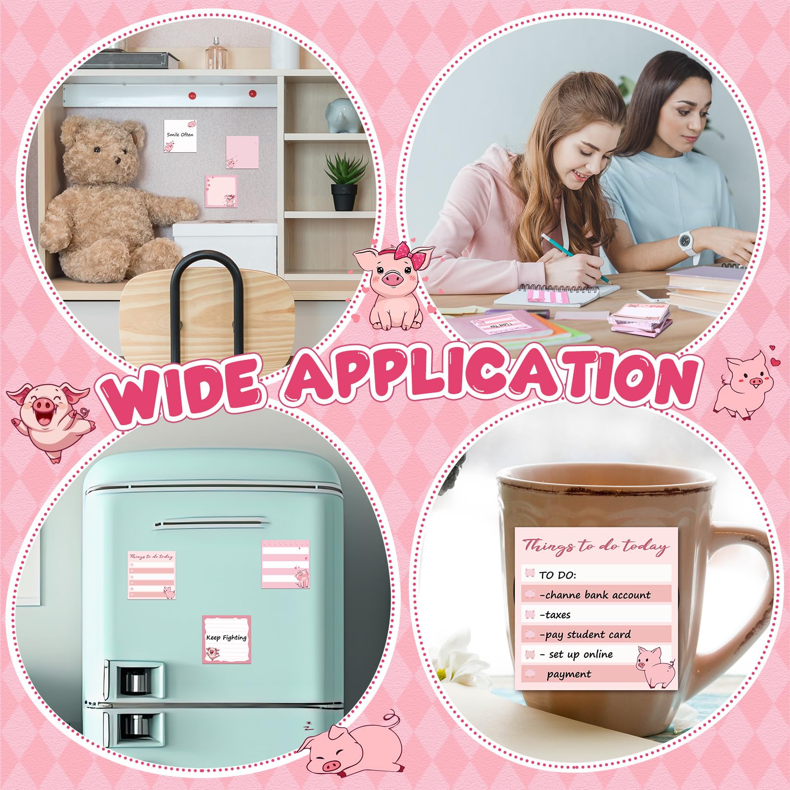9 blocs de notas adhesivas con diseño de animales de dibujos animados, 3 x 3 pulgadas, bloc de notas adhesivas, decoración de oficina, regalos para estudiantes, escuela, oficina, reuniones