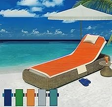 Microfibre Beach Towel in Plain Colour with Pockets and Inflatable Cushion in Optional Relax Available in Various Colours Beach Pool Summer Holiday Offer (Orange)