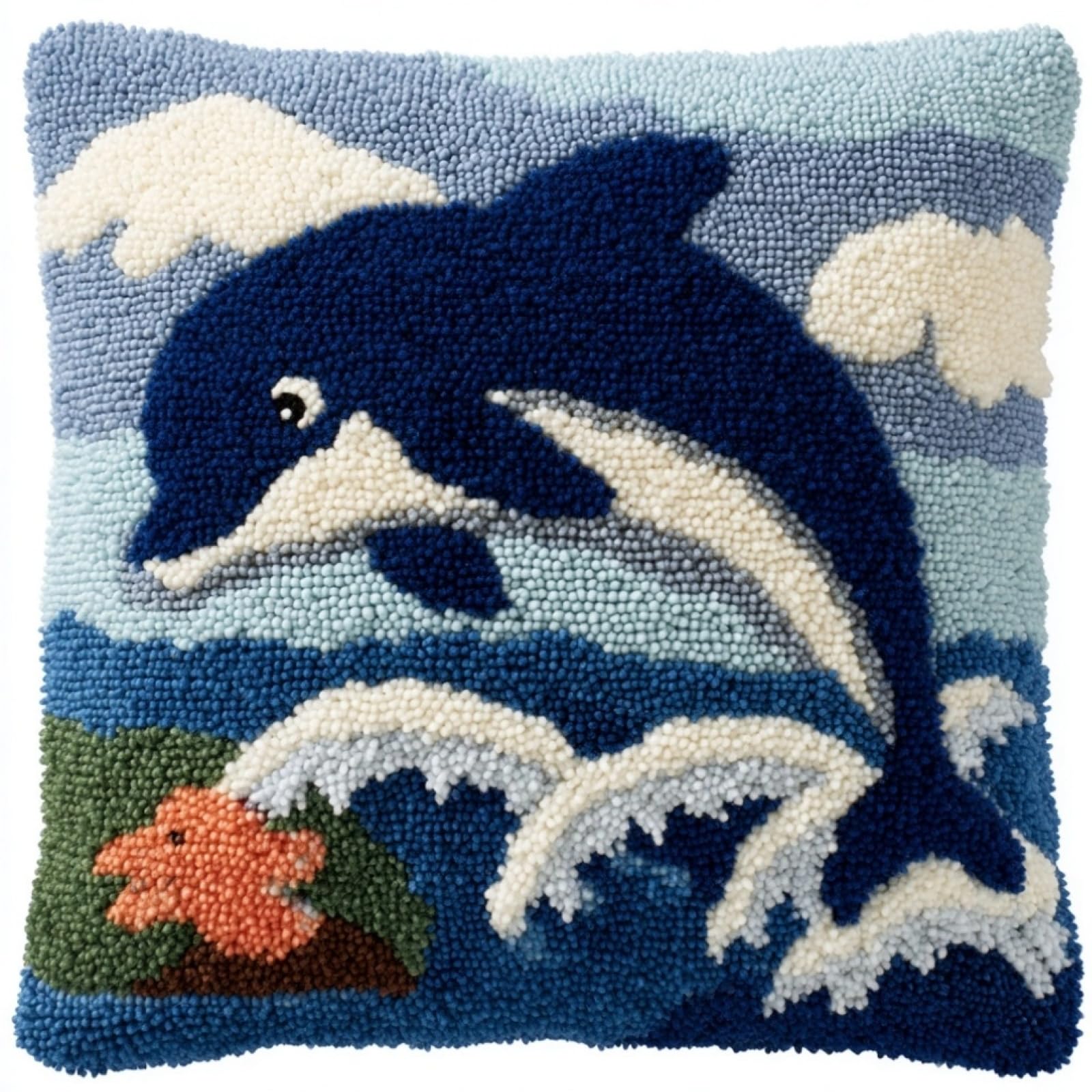 AxiangziK Latch Hook Cushion Kits for Beginners,Dolphin