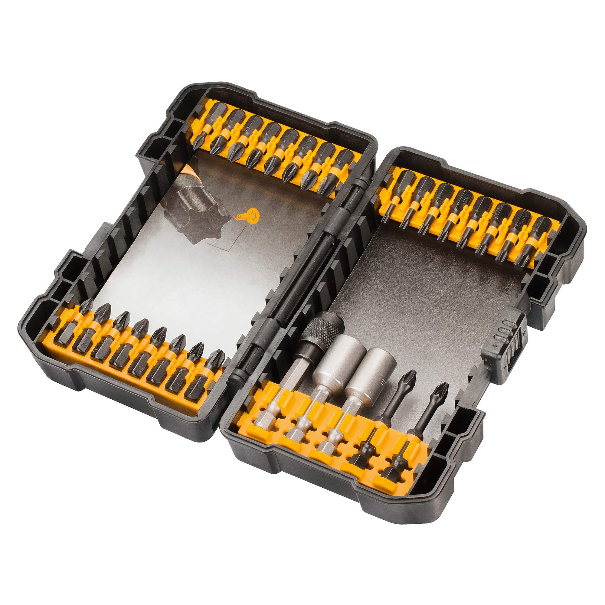 DEWALT DT70607T-QZ - Juego de 29 Piezas para Atornillar IMPACT TORSION + Llave de vaso Hex 8-10mm + Adaptador magnetico