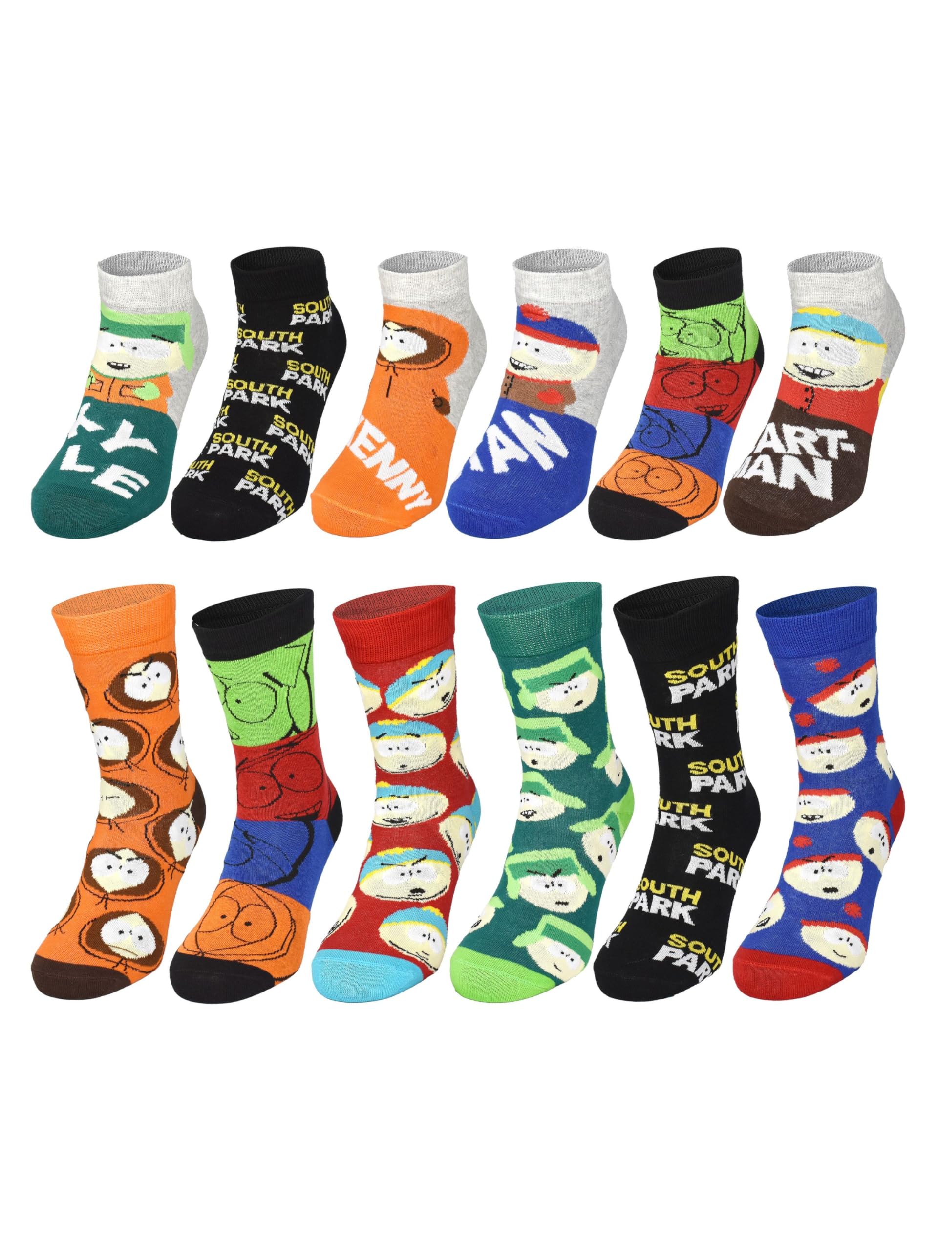 United Labels Calendario de Adviento South Park 12 pares calcetines hombre 40-45 cortos largos