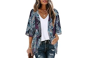 Plus Size Floral Print Puff Sleeve Cardigan for Women