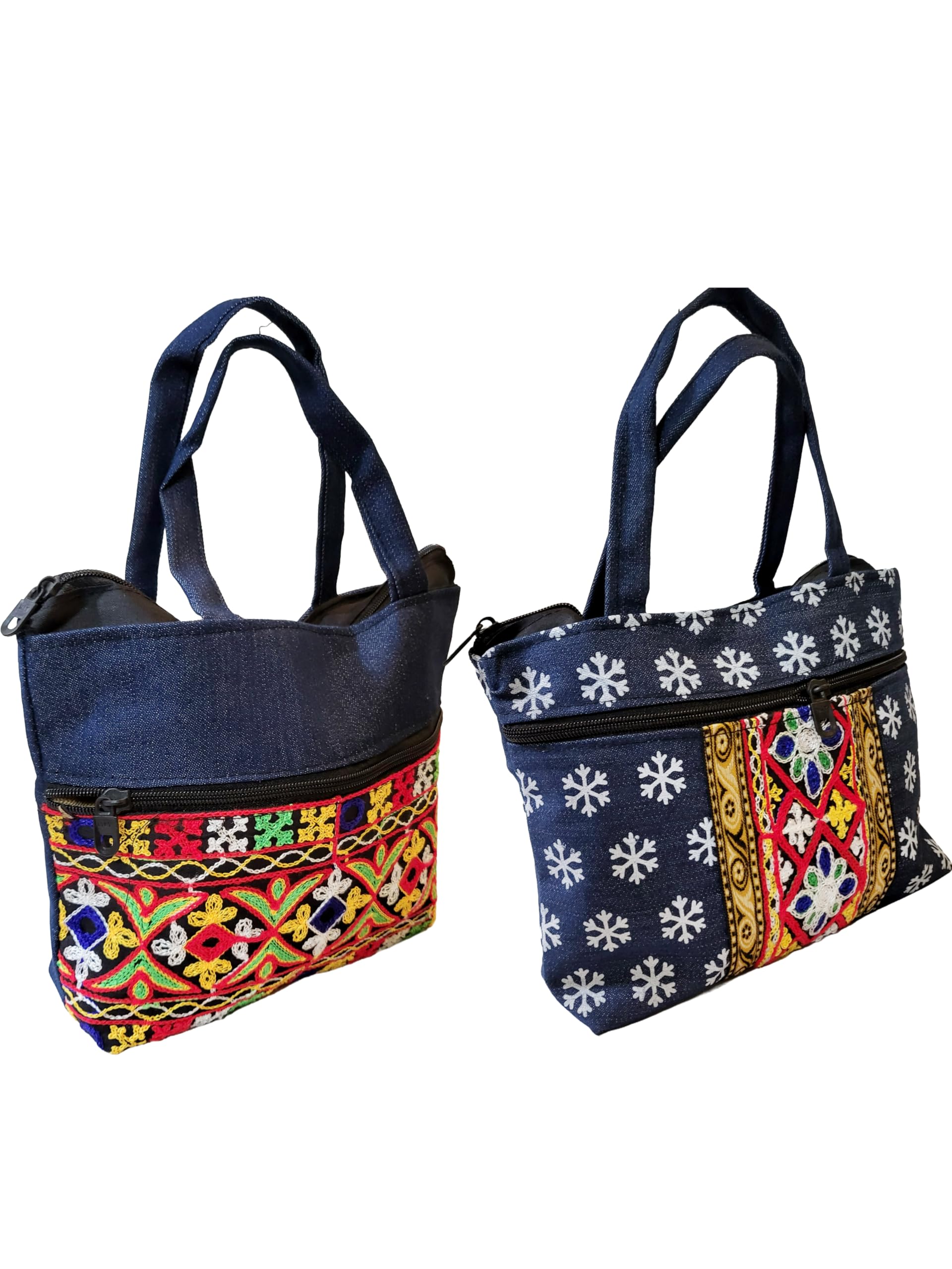 nachanハンドバッグ Buy CLASSIQUE Shantiniketan Denim Kantha Stitch Handbag Combo of 2