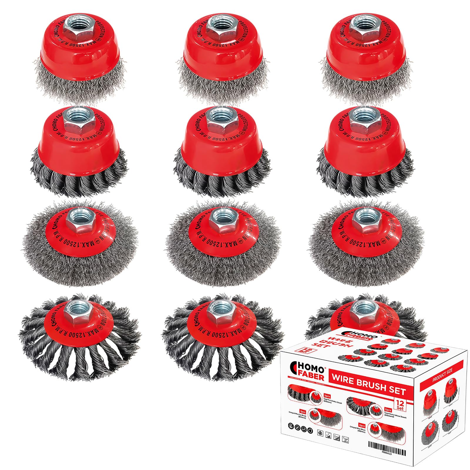 Wire Wheel Brushes for Angle Grinder - 12 Pack -1