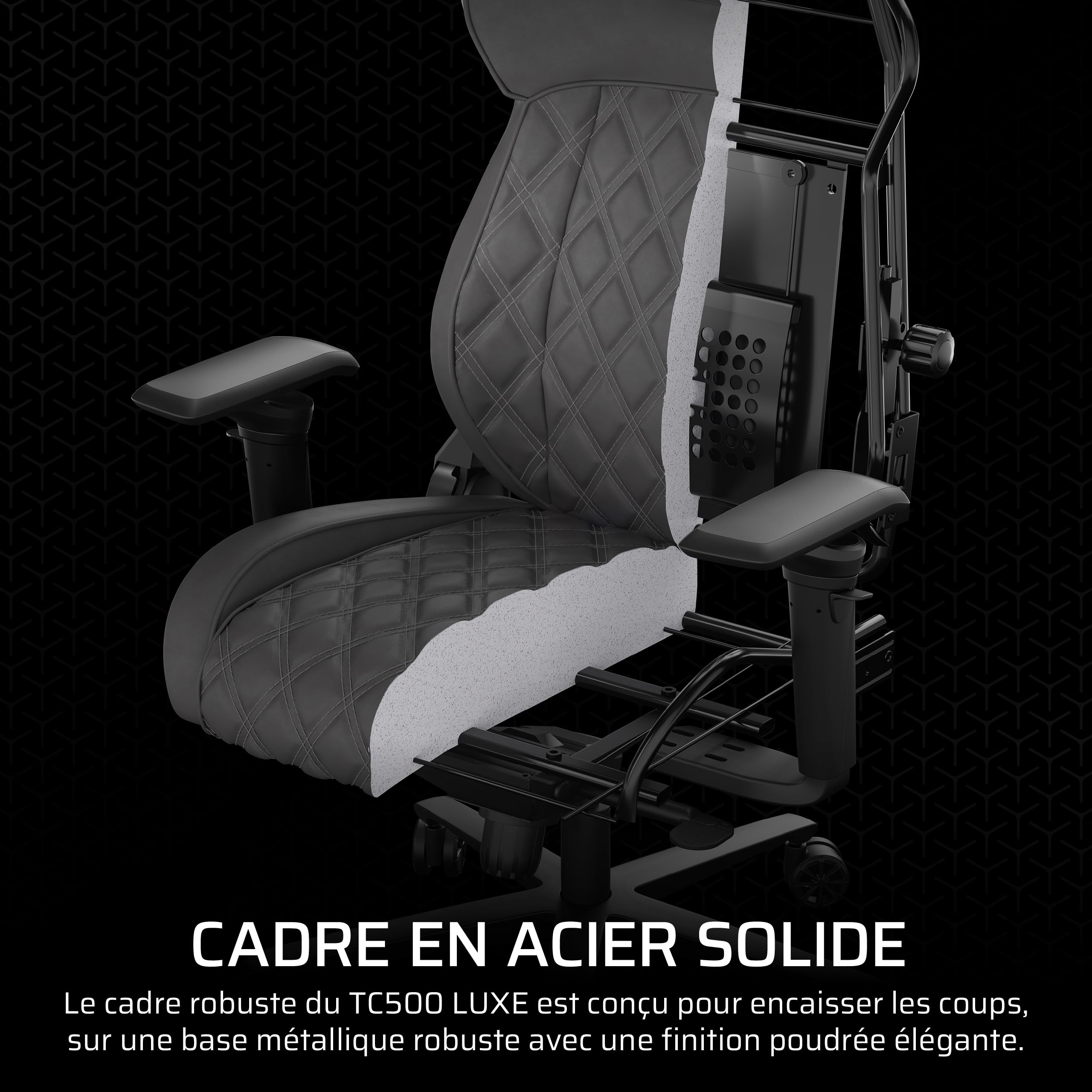 Corsair TC500 Luxe Fauteuil Gaming – Tissu Respirant de Qualité Supérieure – Sièges Larges – Accoudoirs Réglables dans Cinq Directions – Support Lombaire Réglable – Inclinaison 90-135° – Sherwood