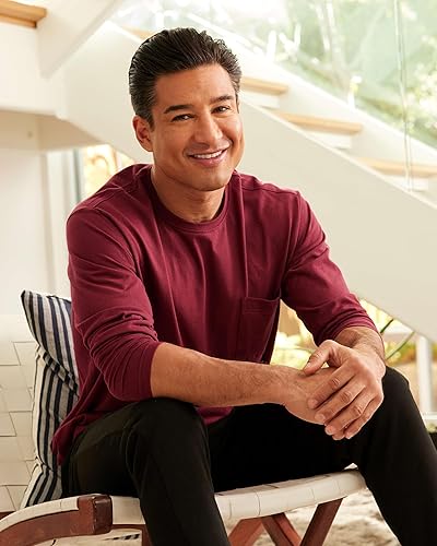 Miniatura 6 de Real Essentials Paquete de 3 Camiseta deportiva de algodón de manga larga con cuello redondo y bolsillo para hombre