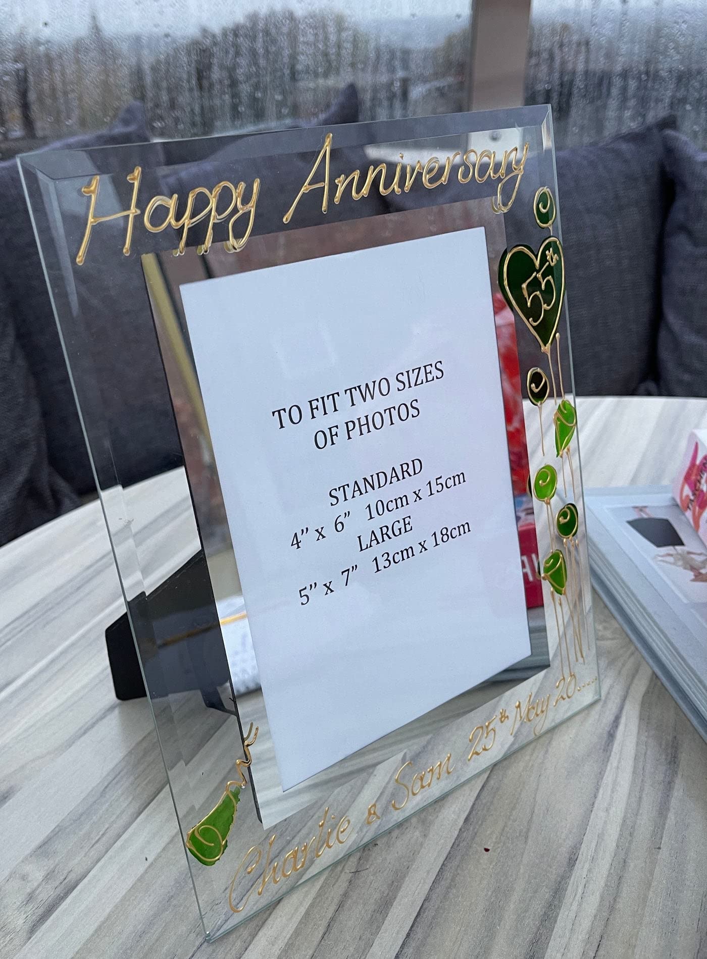 Dreamair Clear Personalised 55Th Wedding (Emerald) Anniversary Photo Frame (L) (7X5) Flower