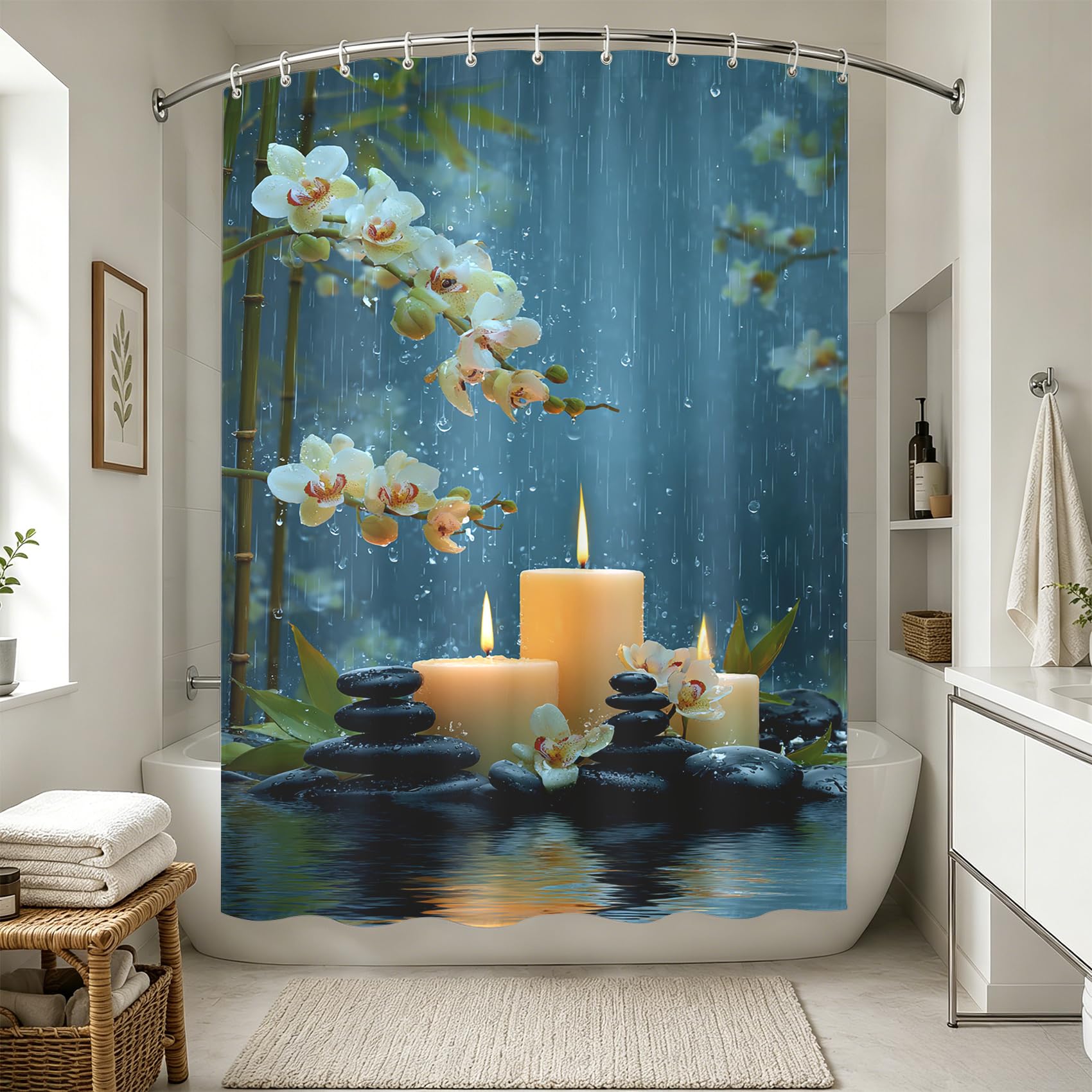 Rideau de douche zen pour s'évader dans un spa japonais