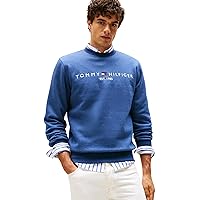 Tommy Hilfiger Uomo Felpa Tommy Logo Senza Cappuccio, Blu (Aegean Sea Heather)