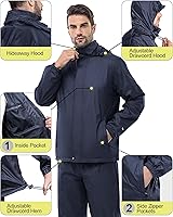 Vista 3 de 33,000ft Traje de lluvia para hombre, plegable, impermeable, ligero, equipo de lluvia para golf, senderismo, ciclismo, 2 piezas