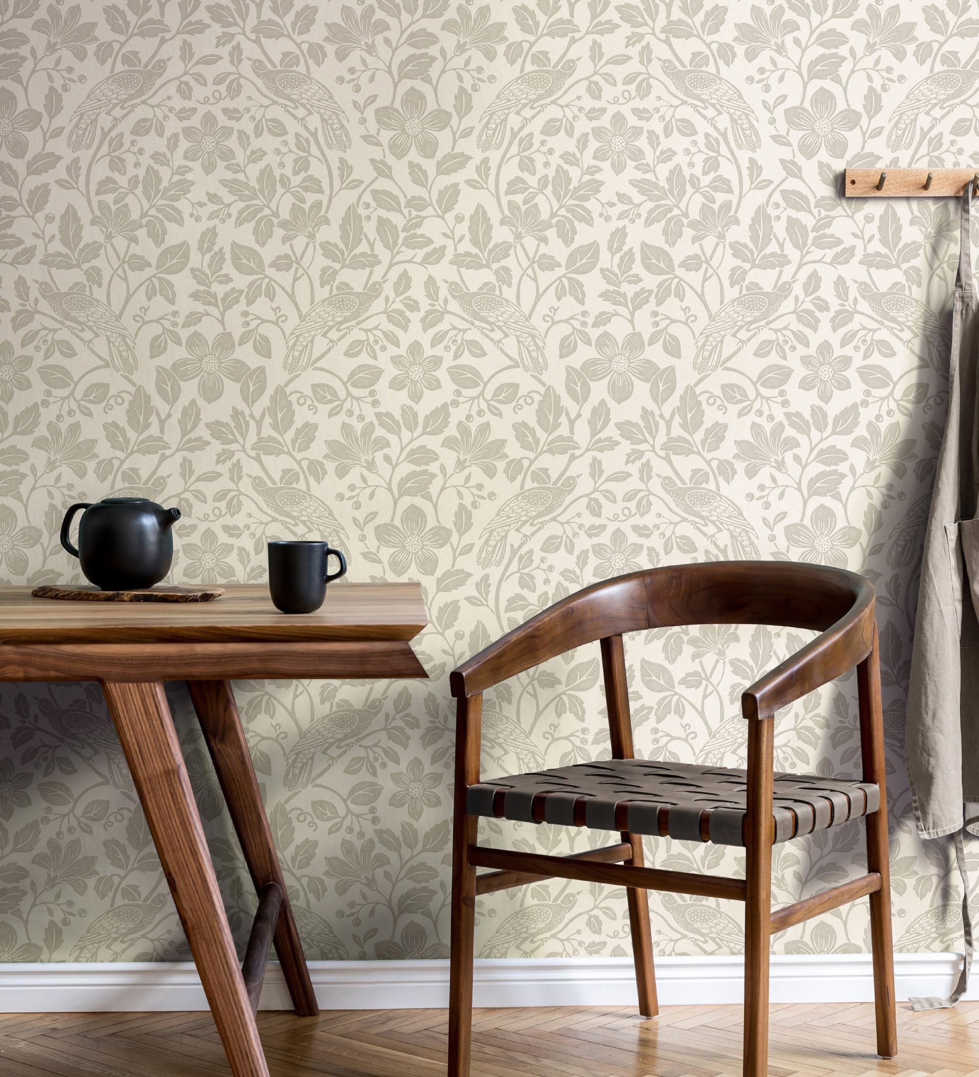 Papier peint oiseaux exotiques GAULAN 683422 beige clair texturé rouleau 10m x 0,52m pour salon