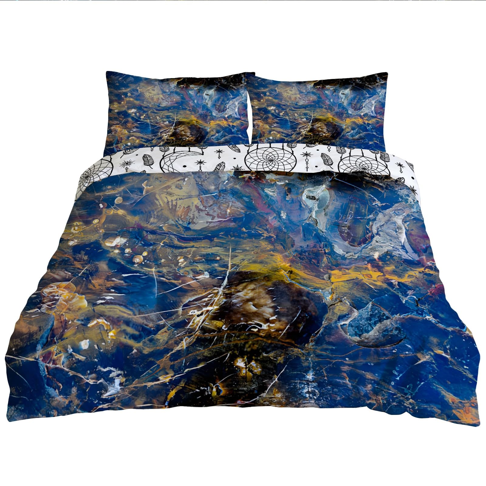 Housse de couette 240x220 cm réversible en microfibre douce avec 2 taies d'oreiller