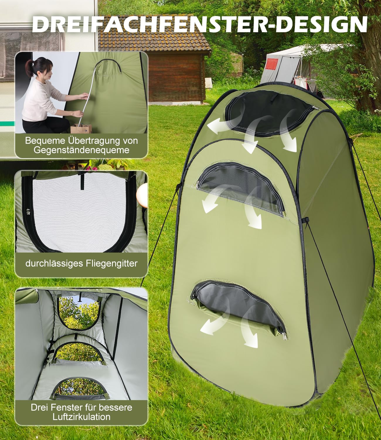 Tienda de campaña para baño con protección UV 50+, vestuario privado para exteriores