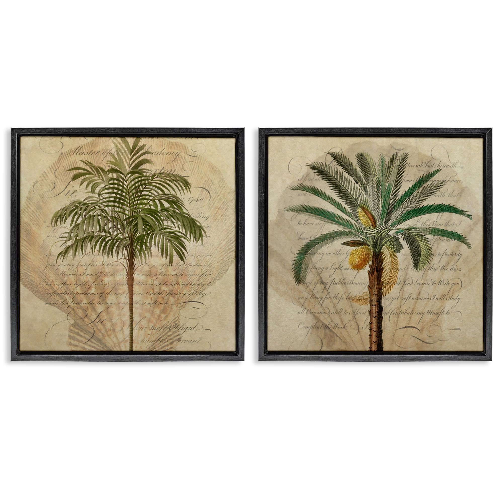 'Subdued Tropical Palms'| 2pc Floating Frame Art Set 2