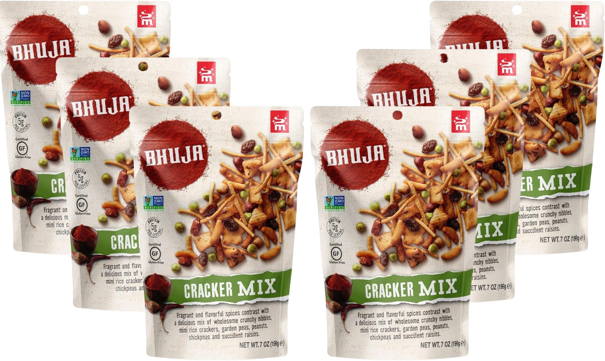 Majans Gluten Free Snack NonGMO No Preservatives Vegetarian Friendly No Artificial Colors or Flavors, Cracker Mix, 7 Ounce [Pack of 6]