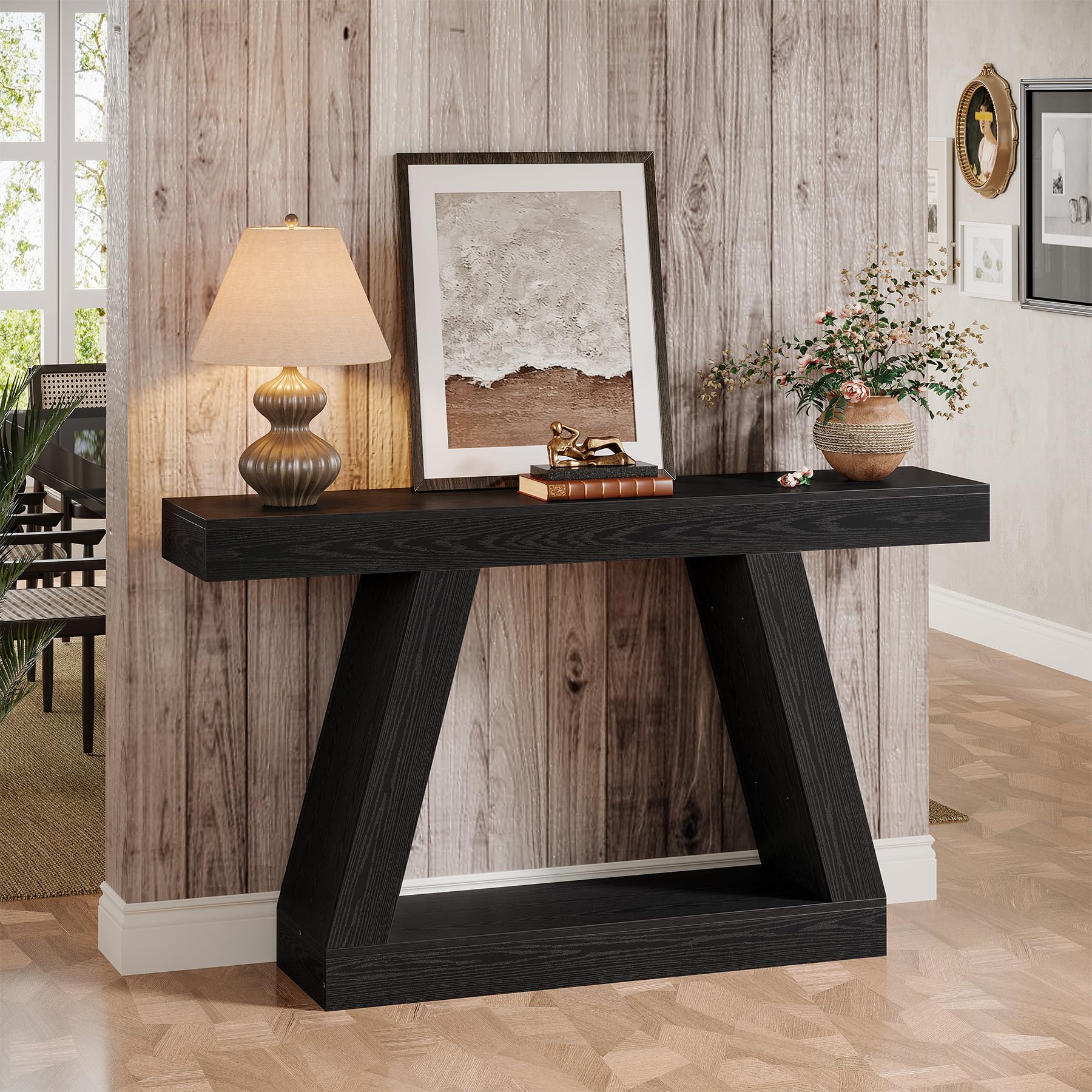 Tribesigns Stolik konsolowy, 140 x 30 x 80 cm, stolik pomocniczy, stolik do korytarza, stolik do kanapy dla małej przestrzeni, stolik konsolowy z miejscem do przechowywania w strefie wejściowej do