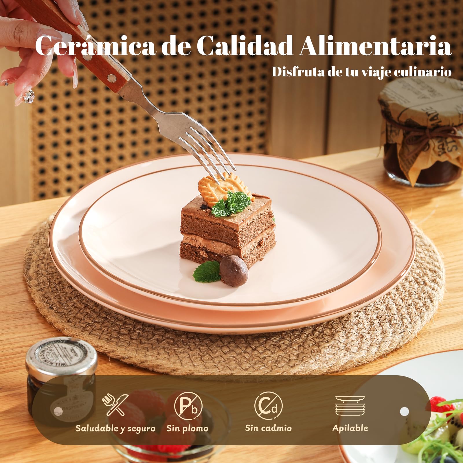 AHX Platos Postre Colores Plato Ceramica - Juego de 6 Platos para Ensalada en Estilo Multicolor - Set Platos de Desayuno - Platos Llanos Pequeños para Servir Aperitivos | Postres | Ensaladas - 20 cm