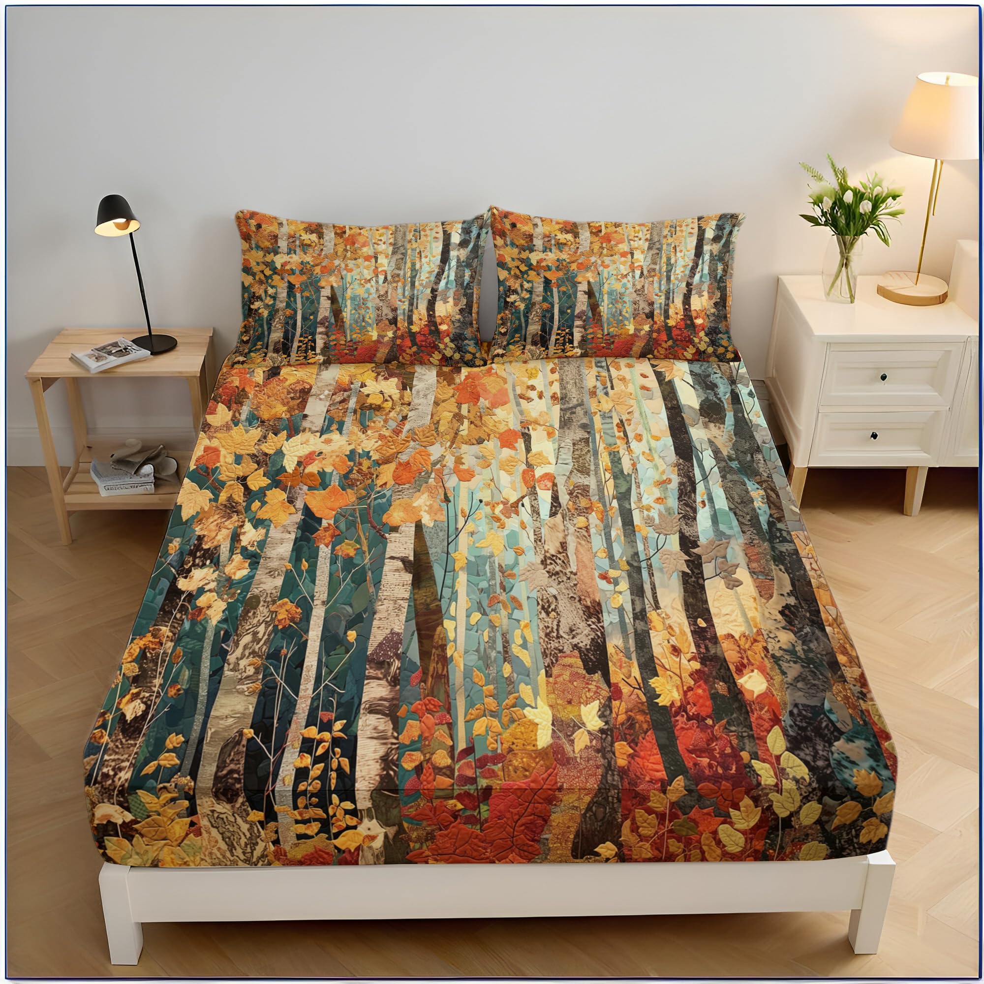 Draps de lit 90x190 forêt de bouleaux pour une ambiance de chalet