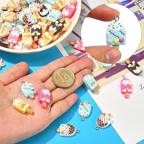 Miniatura 3 de LiQunSweet 35 dijes de resina de 7 colores para hacer joyas y manualidades de bricolaje