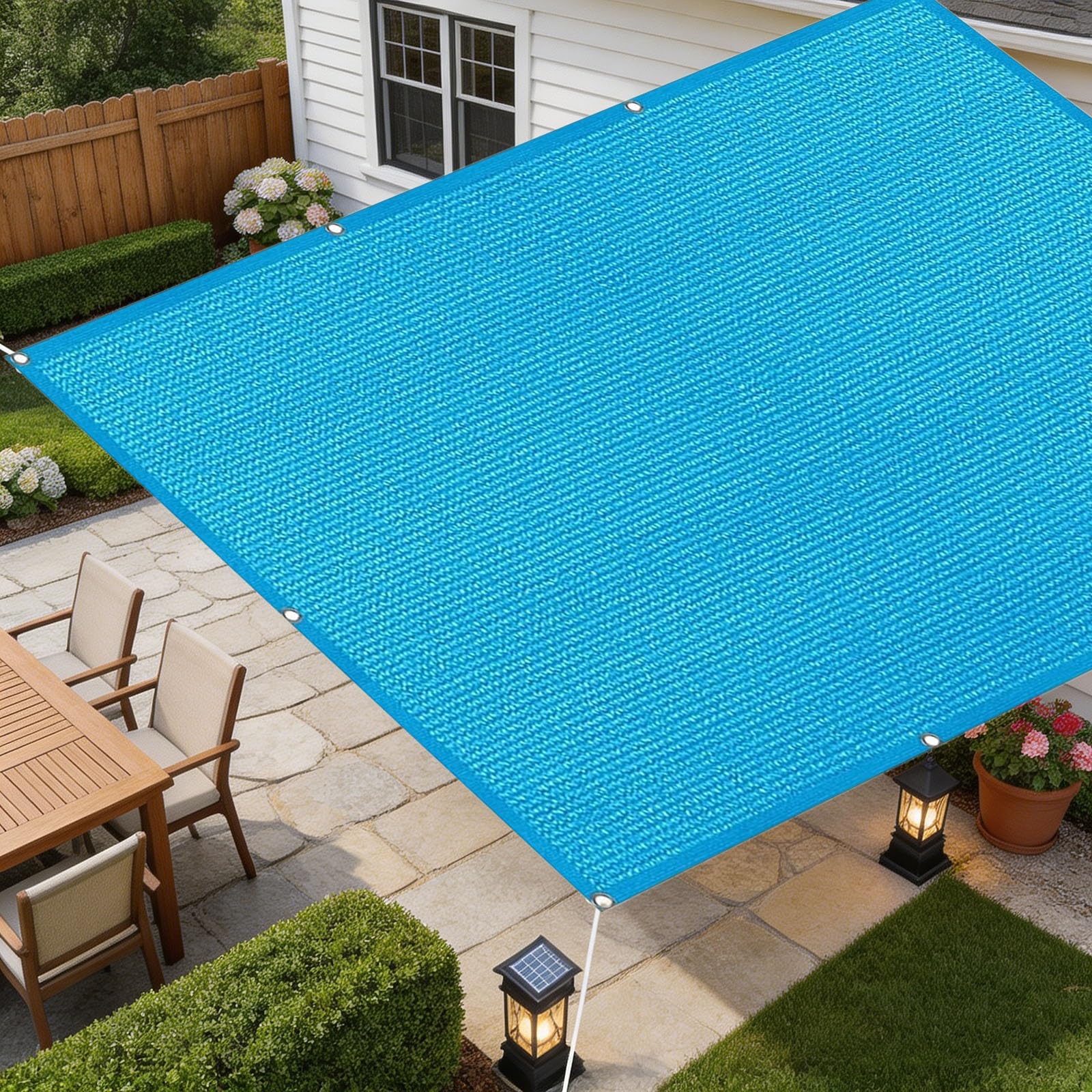 Prostokątny Żagiel Przeciwsłoneczny 250 x 320 cm HDPE Ochrona Przeciwsłoneczna I UV Oddychający Kształt Prostokąta Żagiel Ogrodowy Z Osłoną Przeciwsłoneczną Do Ogrodu, Niebieskie niebo