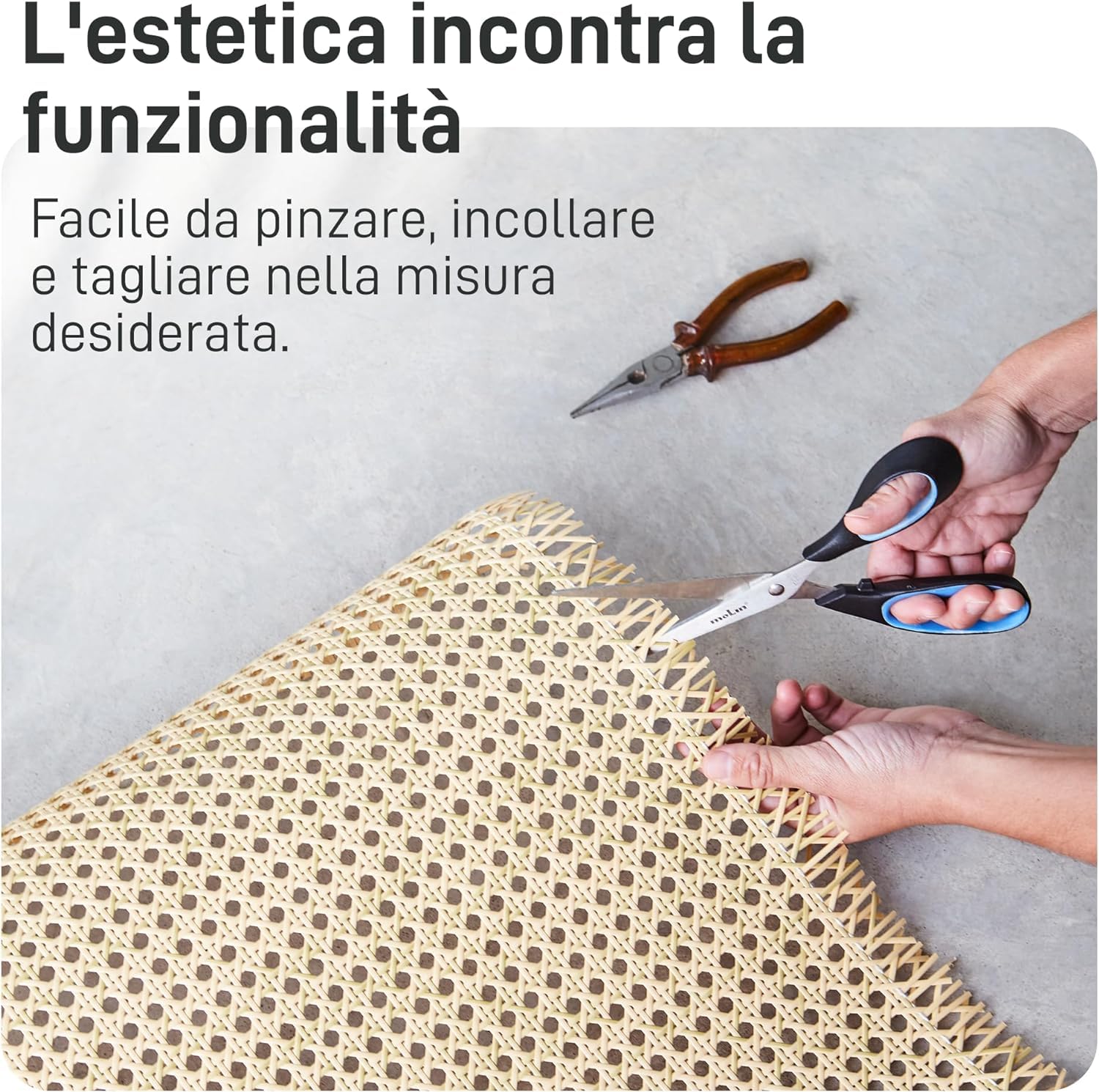 Natural Goods Berlin Paglia di Vienna | Rattan Rotolo per Mobili Fai-da-Te Come Ante di Armadi, Sedie, Comò, Credenze, Panche o Divisori | PE riciclabile | Vimini Viennesi 60x200 cm in Bianco