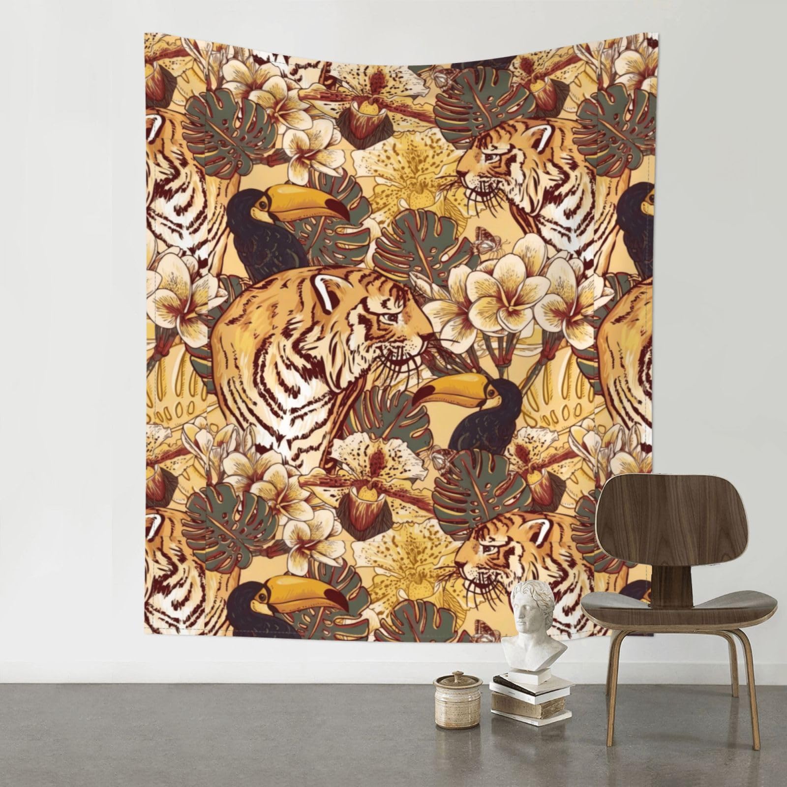 YYHHAOFA tropical tiger Prints 60x51in Wall Tapestry Boho Chic Dorm Decor & Beach Throw Blanket