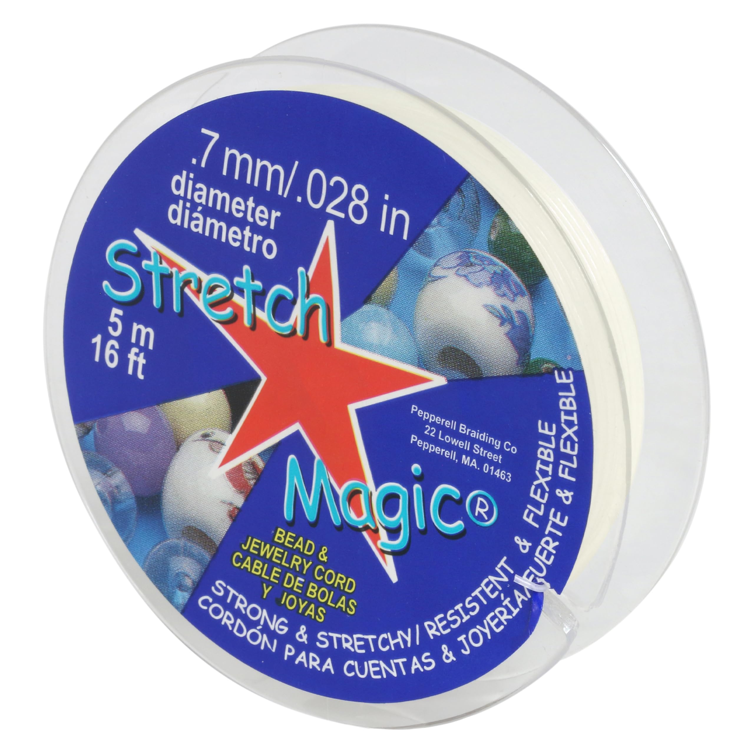 Stretch Magic Elastic Beading Cord – Pearl Color, 0.7mm in Diameter, 5-Meter (16 ft) - Easy to Knot, Strong & Stretchy String for Making Beaded Jewelry
